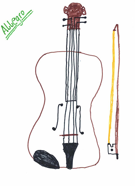 Musikunterricht Allegro Düsseldorf - gemaltes Bild von einem Musikschüler - ich sind Allegro.